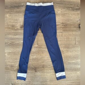 Athleta Leggings - Blue with White Accents - Hardly Worn - Size S